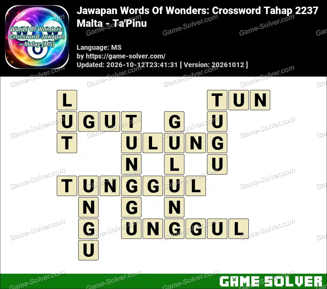 Jawapan Words Of Wonders: Crossword Tahap 2237 – Malta – Ta’Pinu